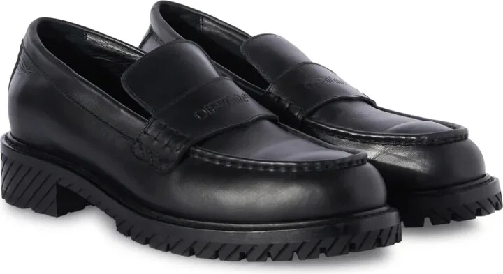 Military logo-debossed leather loafers - Image 2