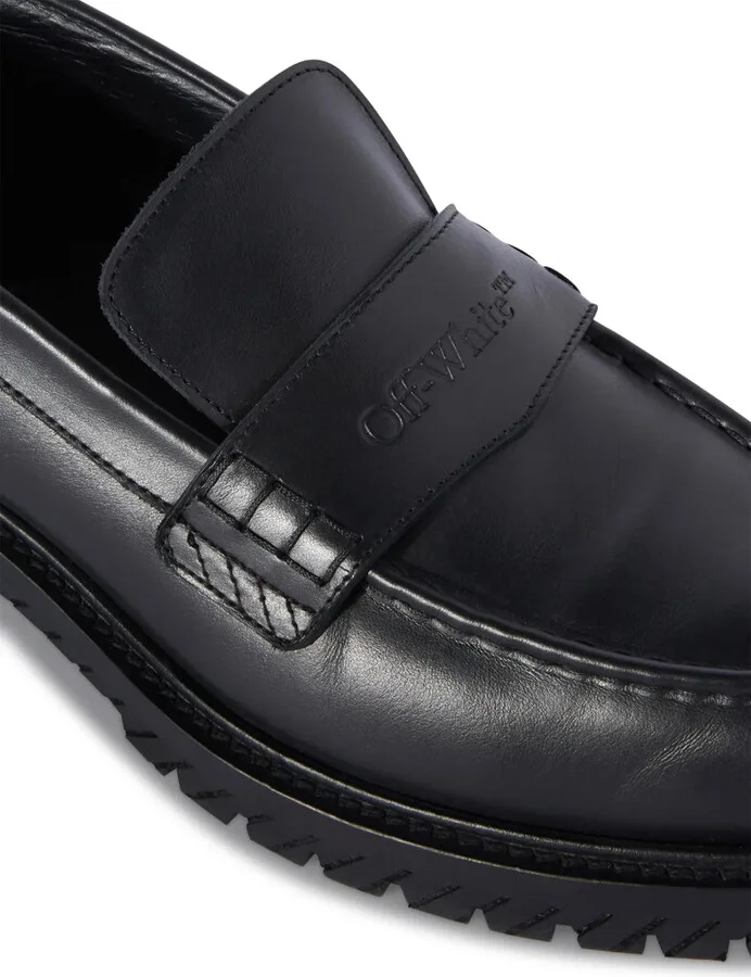 Military logo-debossed leather loafers - Image 5