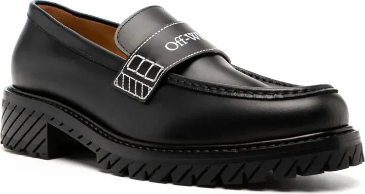 Military logo-print leather loafers - Image 2
