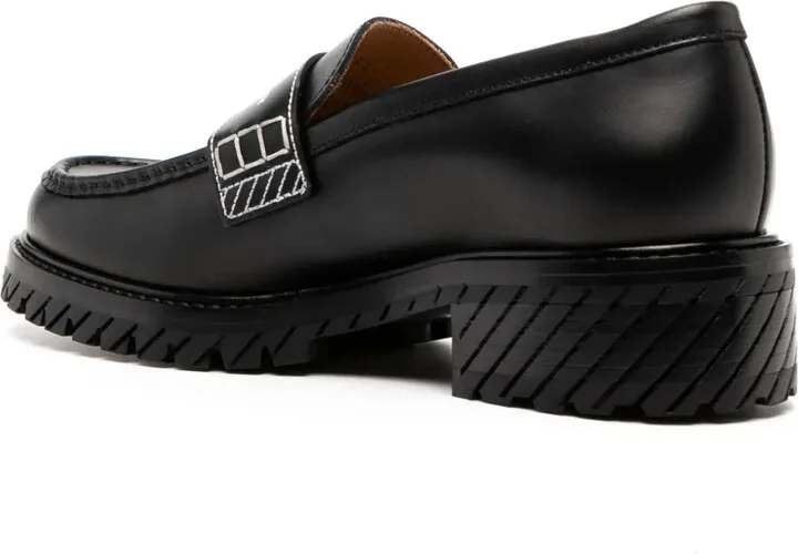 Military logo-print leather loafers - Image 3