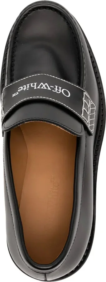 Military logo-print leather loafers - Image 4