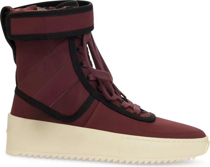 Military Sneaker' Hi-Top Burgundy Sneakers