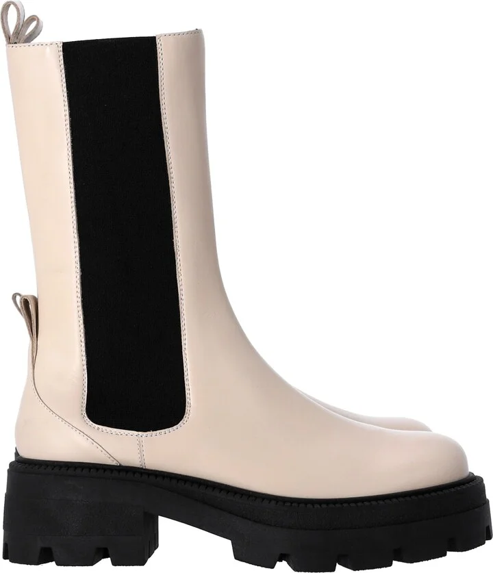 Milla Platform Boots in White Leather