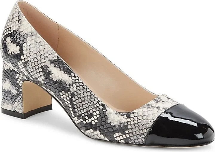 Milla Snake Embossed Leather Pumps - Image 2