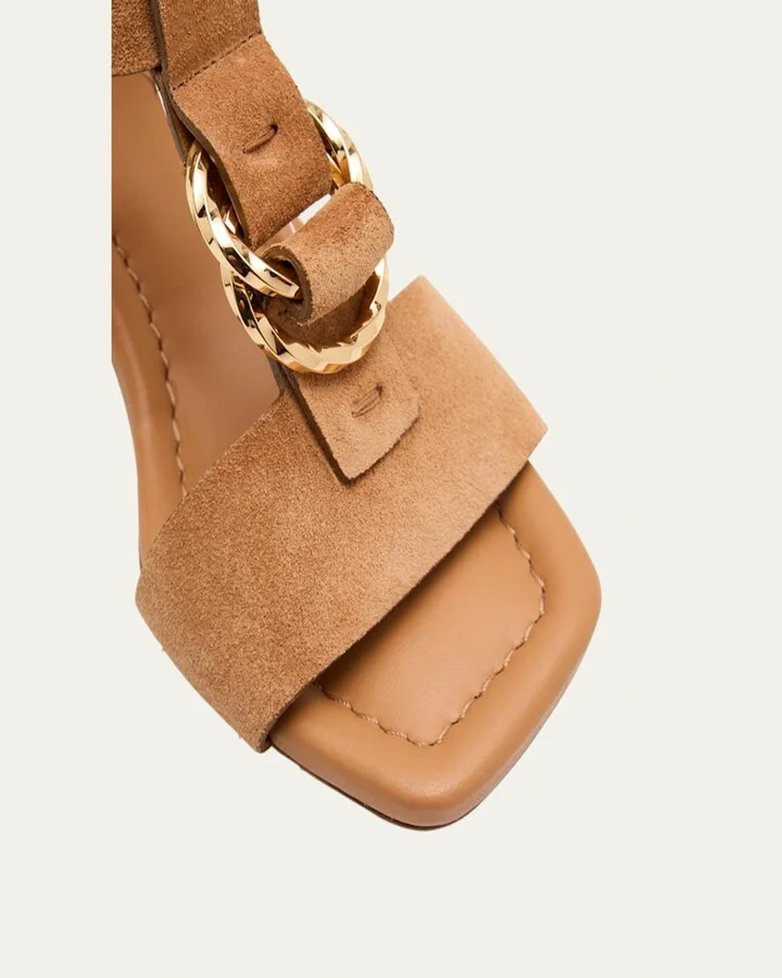 Milla Suede Ring T-Strap Block-Heel Sandals - Image 4