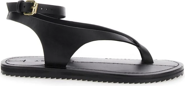 'Millar' Black Sandals With Criss-Crossed Straps And Buckle Closure In Leather Woman