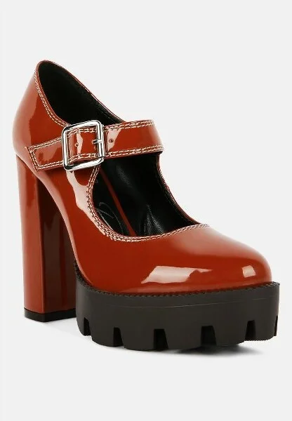 Millenial Bug Patent High Heeled Mary Jane Shoes Women