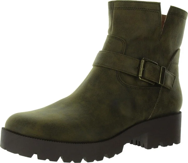 MILLER-2 Womens Faux Leather Laceless Ankle Boots