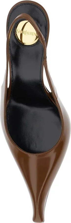 'miller' Brown Slingback Pumps With High Wedge Heel In Patent Leather Woman - Image 4