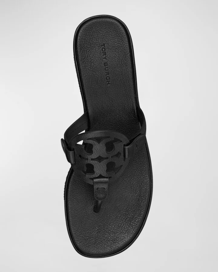 Miller Leather Logo Wedge Thong Sandals - Image 5