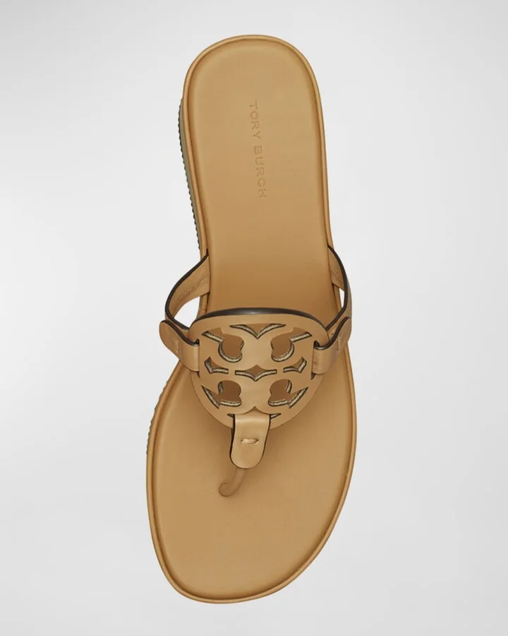Miller Leather Logo Wedge Thong Sandals - Image 10