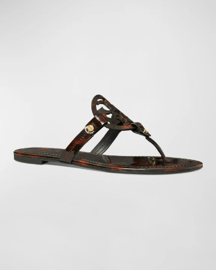 Miller Tortoise-Print Leather Sandals - Image 3