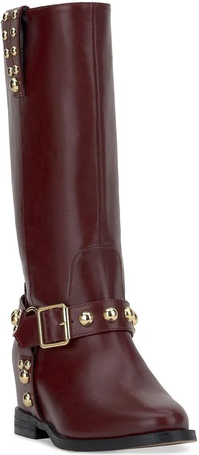 Milley Womens Studded Man Made Wedge Boots