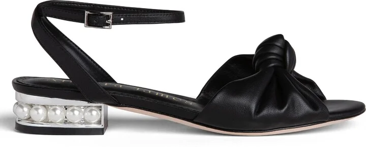 Mina Black Comfortable Flat Wedding Or Work Leather Sandal - Image 2