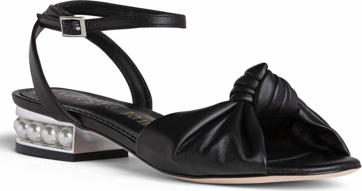 Mina Black Comfortable Flat Wedding Or Work Leather Sandal