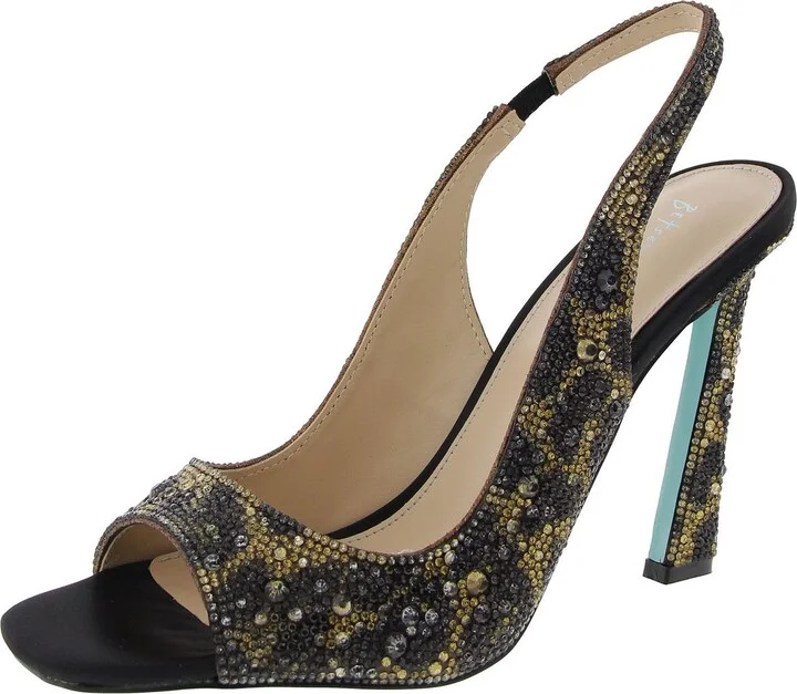 Mina Womens Faux Leather Peep-Toe Slingback Heels