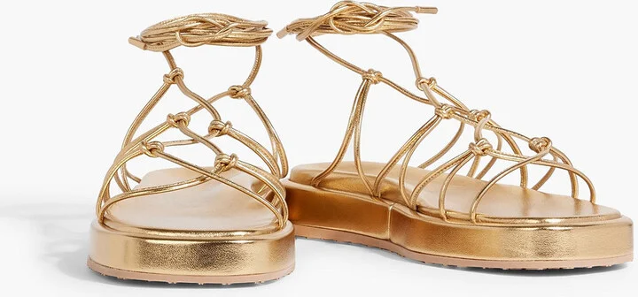 Minas knotted metallic leather sandals - Image 2
