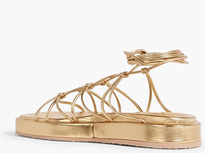 Minas knotted metallic leather sandals - Image 3