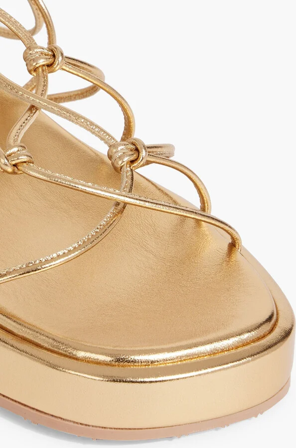 Minas knotted metallic leather sandals - Image 4