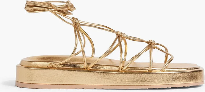 Minas knotted metallic leather sandals