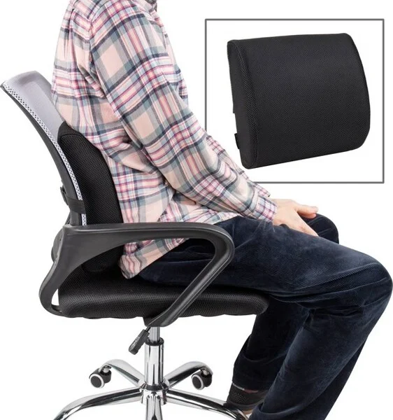 Mind Reader Memory Foam Lumbar Support Back Cushion: Ergonomic Chair & Car Back Support Pillow, Black