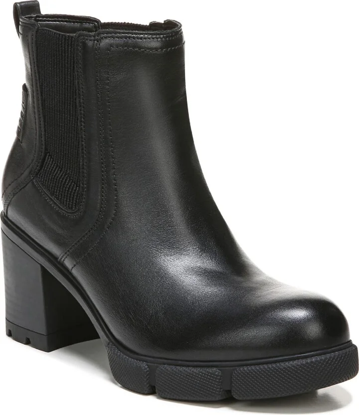 Mindy Womens Leather Block Heel Chelsea Boots