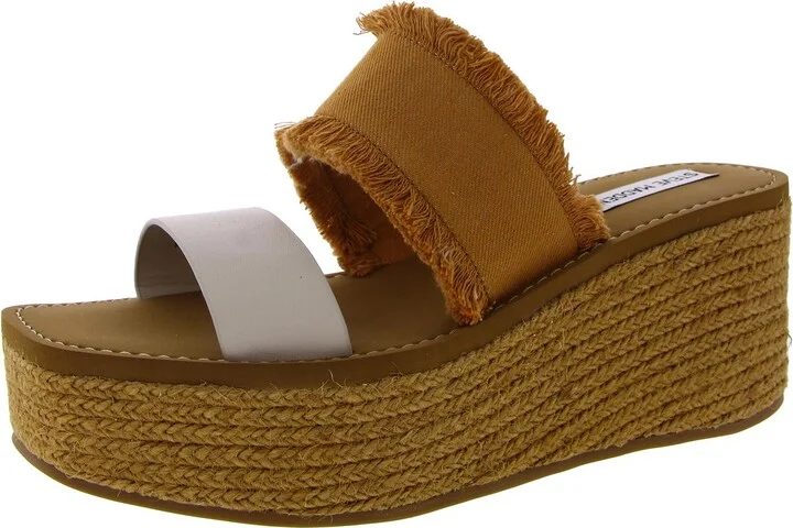 Mindy Womens Leather Fringe Block Heel