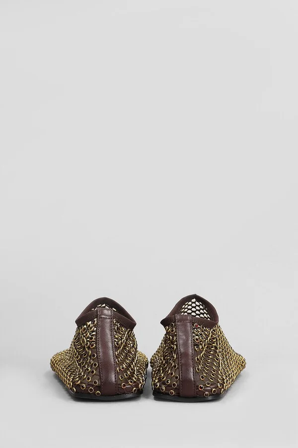 Minette Crystal Flat Ballet Flats In Brown Nylon - Image 4