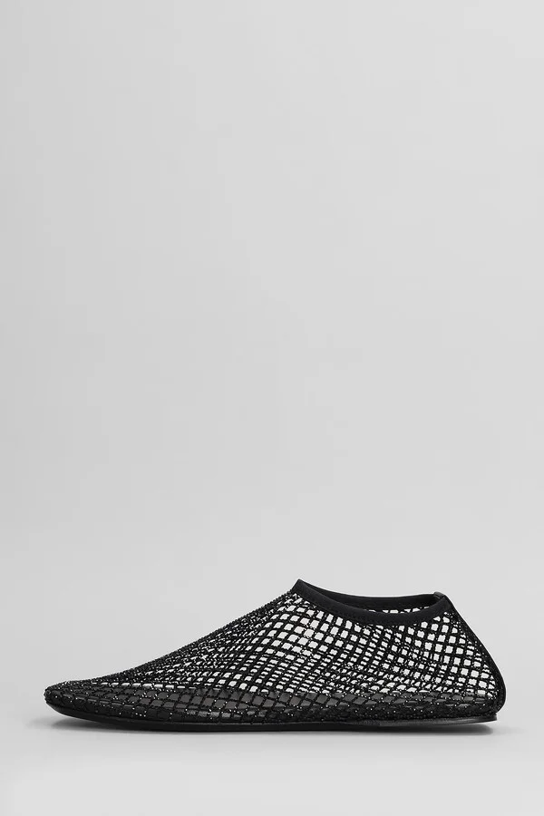 Minette Crystal Mesh Ballet Flats In Black Nylon - Image 3