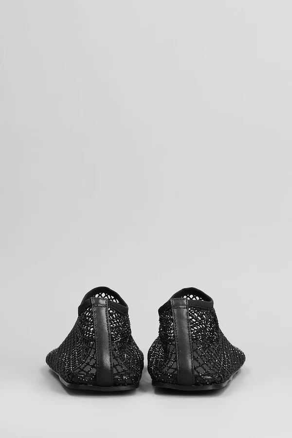 Minette Crystal Mesh Ballet Flats In Black Nylon - Image 4