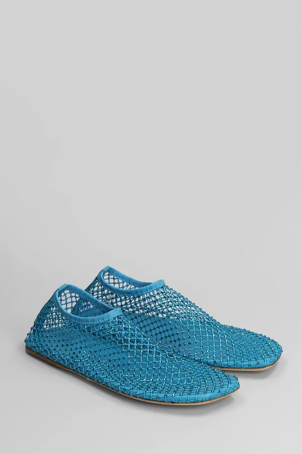 Minette Flat Ballet Flats In Cyan Nylon And Leather - Image 2