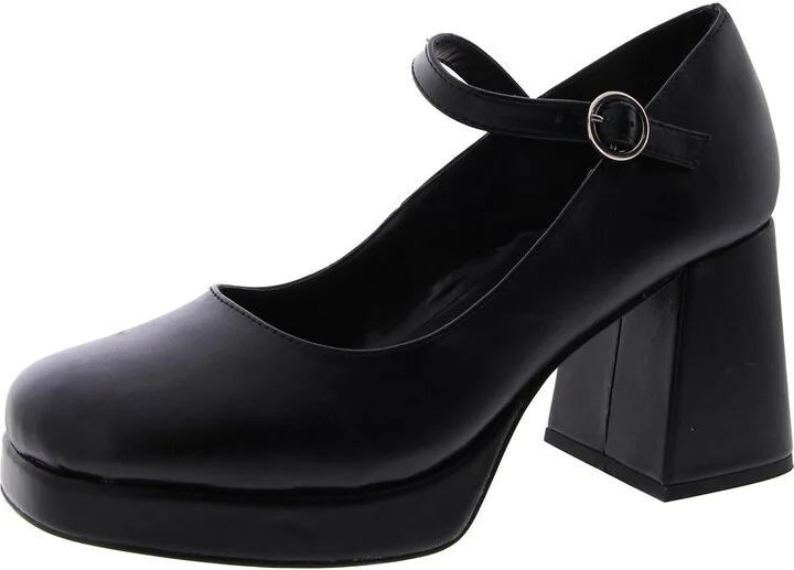 Mingle Womens Buckle Block Heel Mary Jane Heels