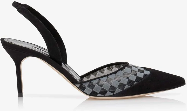 Mingosli 70 Mesh Checkered Slingback Mules