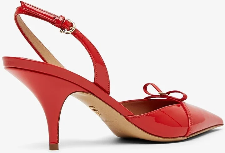 Mini bow red patent sling-back pumps - Image 2
