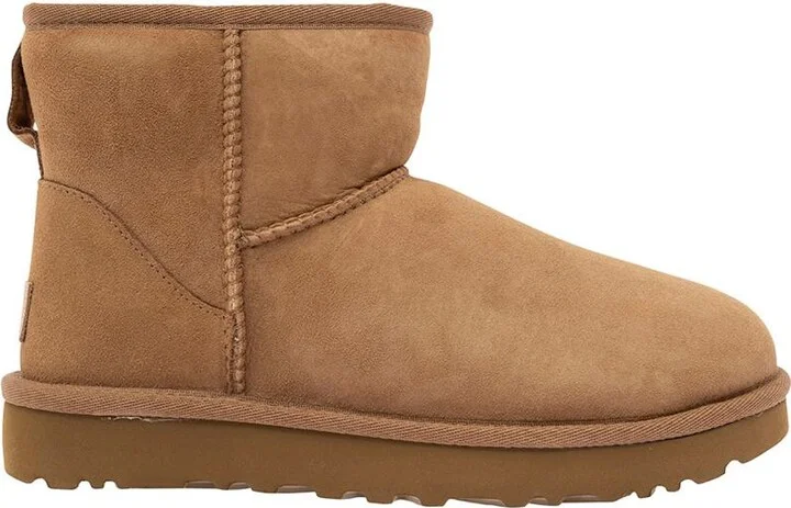 'Mini Classic Ii' Beige Pull-On Boots In Suede Woman