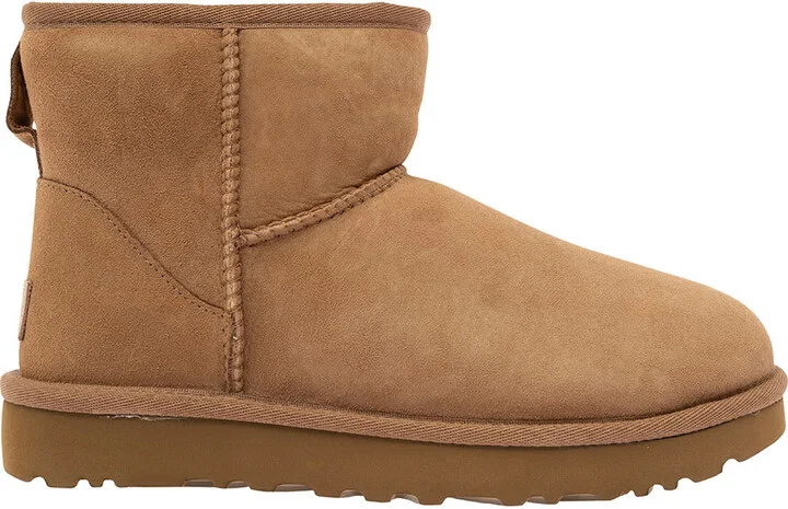 'mini Classic Ii' Beige Pull-on Boots In Suede Woman