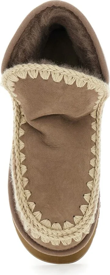 'Mini Eskimo' Brown Ankle Boots With Logo Patch On The Rear In Leather And Suede Woman - Image 4