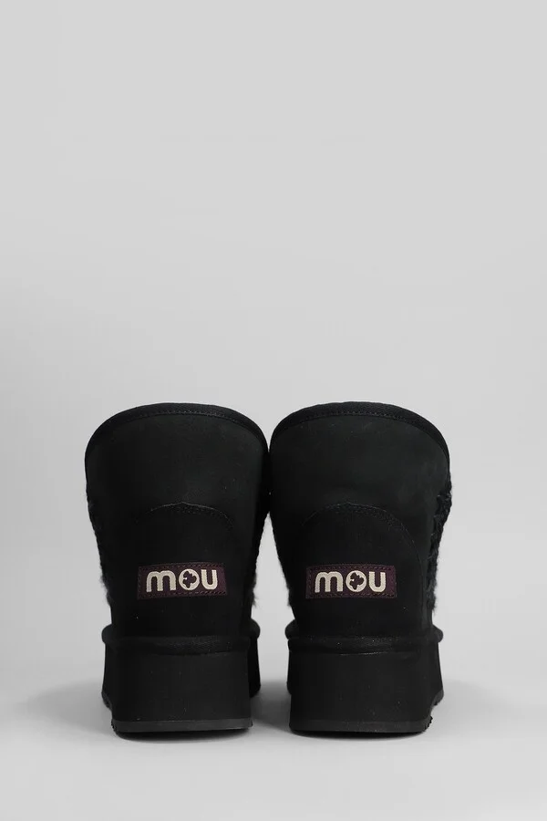 Mini Eskimo Platform High Heels Ankle Boots In Black Suede - Image 4