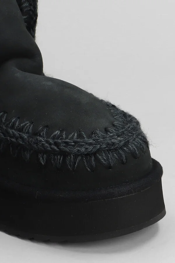 Mini Eskimo Platform High Heels Ankle Boots In Black Suede - Image 5