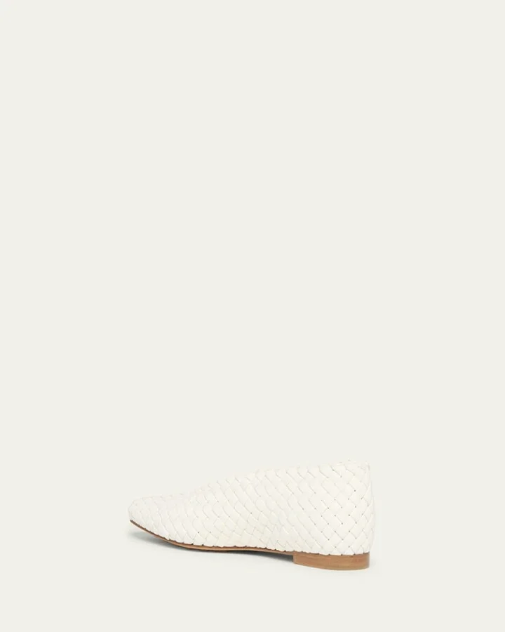 Mini Lido Intrecciato Leather Ballerina Flats - Image 2