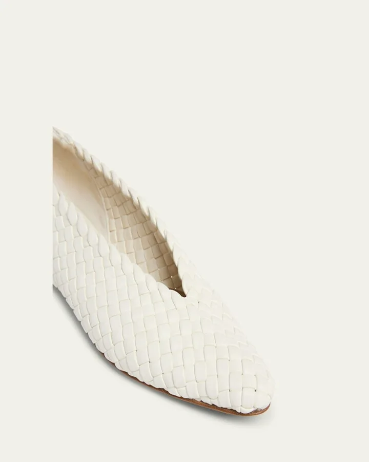 Mini Lido Intrecciato Leather Ballerina Flats - Image 5