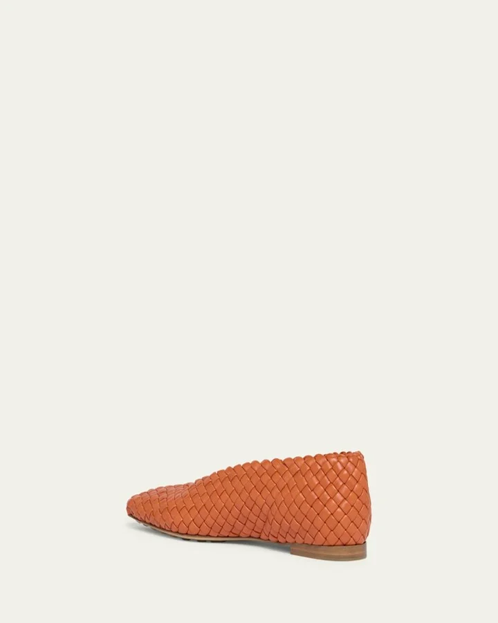Mini Lido Intrecciato Leather Ballerina Flats - Image 7