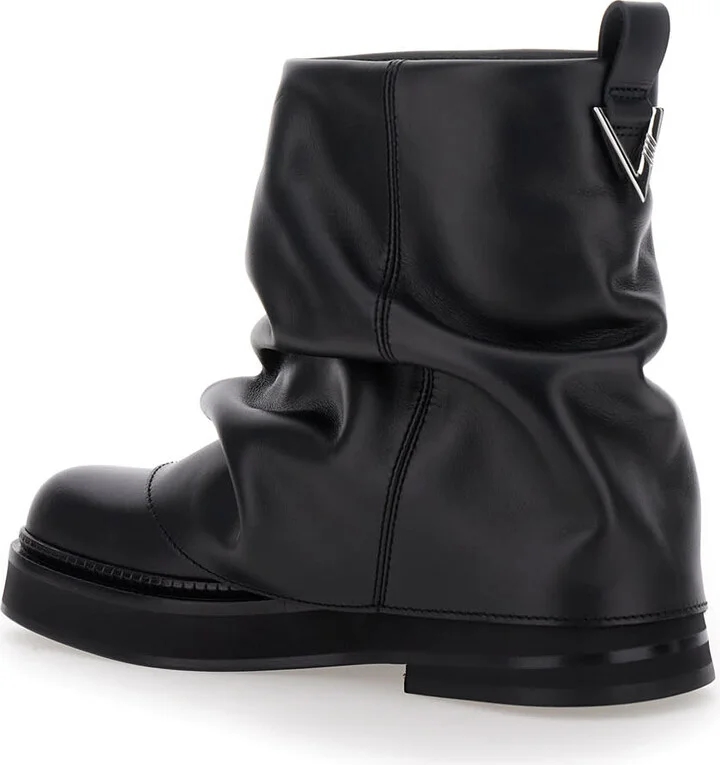 'mini Robin' Black Ankle Boots With Logo Plaque On The Rear And Pull-tab At The Heel In Leather Woman - Image 3