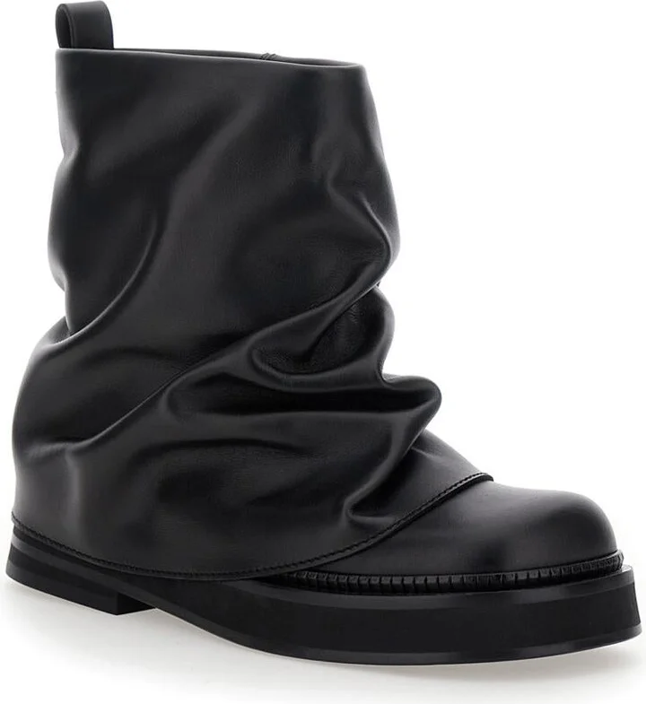 'Mini Robin' Black Ankle Boots With Logo Plaque On The Rear And Pull-Tab At The Heel In Leather Woman - Image 2