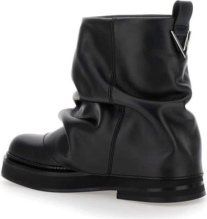 'Mini Robin' Black Ankle Boots With Logo Plaque On The Rear And Pull-Tab At The Heel In Leather Woman - Image 3