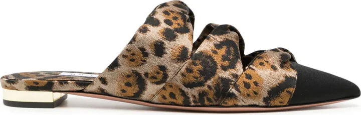Mini Twist pointed-toe leopard-print mules