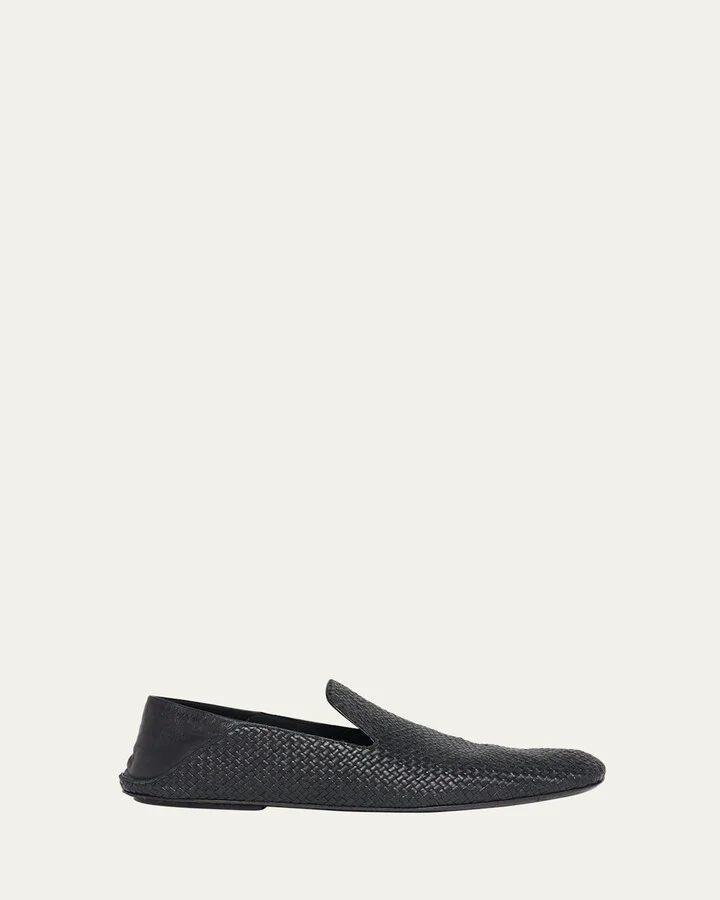 Mini Weave Foldable-Back Slipper Loafers