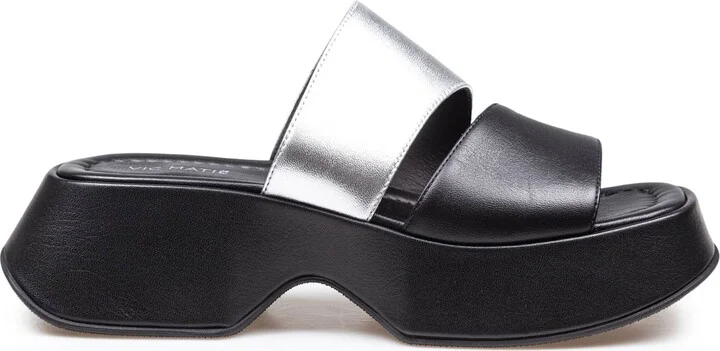 ' Mini Yoko Sandal In Black And Silver Leather