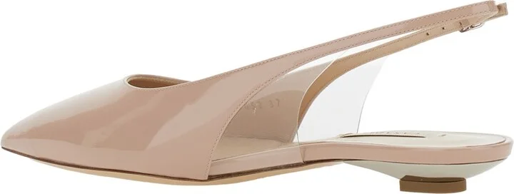 'miniblade Tiffany' Beige Slingback Ballet Shoes In Patent Leather Woman - Image 3