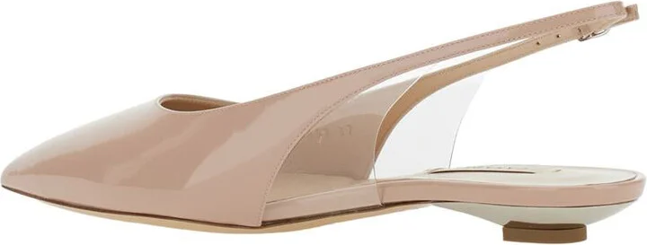 'Miniblade Tiffany' Beige Slingback Ballet Shoes In Patent Leather Woman - Image 3